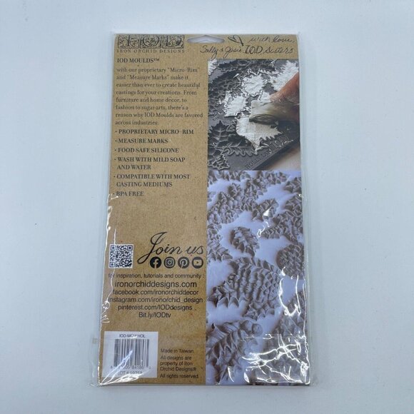 iod iron orchid designs "holly lane" silicone mould pinecones holly leaves - Picture 5 of 5